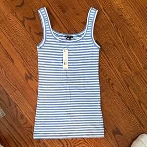 Theory Light Blue and White Striped Tank Top